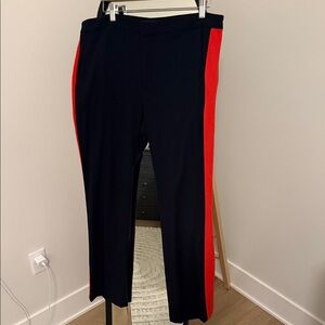 Ralph Lauren Navy Wool Pant with Orange Red Stripe “The Rachel”